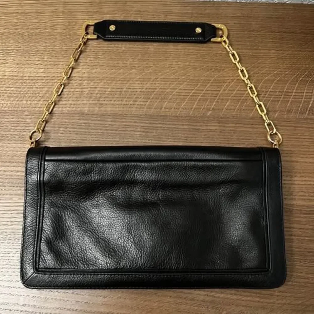 Tory Burch Bombe Reva clutch bag black leather